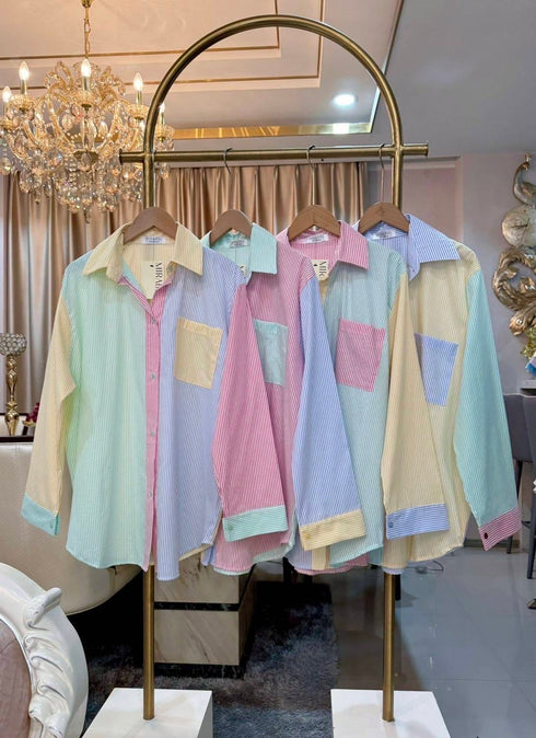 Fancy Multi-Color Block Stripes Shirts